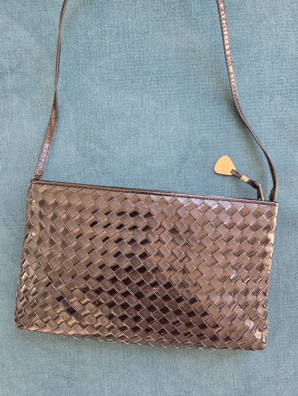 Saaks Fifth Avenue - Vintage Woven Leather Shoulder Bag in Black